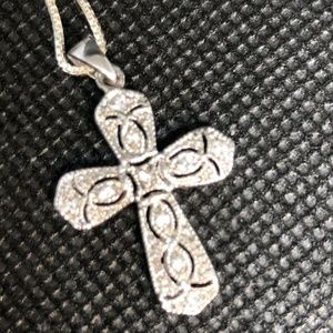 Sterling Silver and Diamond Cross Necklace